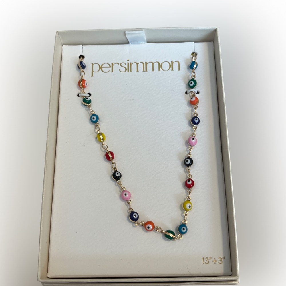 🧿🧿16 inPersimmon - Gold-Tone Evil Eye Necklace NEW (NIB)-Delicate Evil eye chain
